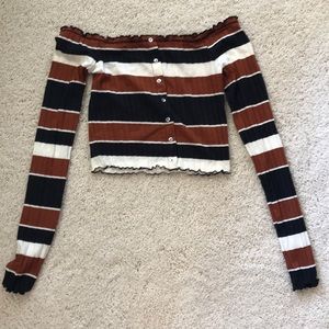 NEVER WORN PACSUN OFF THE SHOULDER CROP TOP